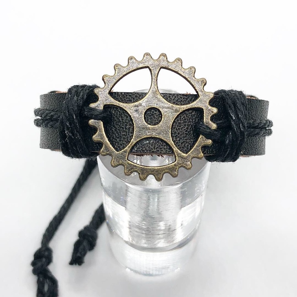 Black leather bracelet.